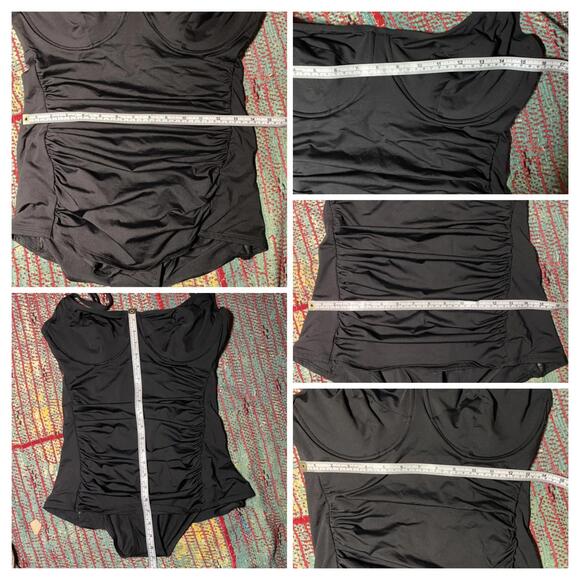 Sorella Swim Black One Piece Swimsuit Ruched Women Size 10 - 12 - Picture 8 of 8